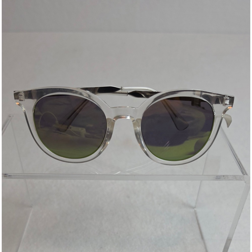 Oscar by Oscar de la Renta Sunglasses Clear Round Frame Silver Metal Arm NWT